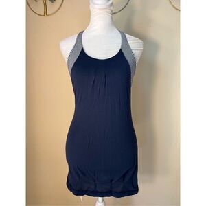 Lululemon Navy Blue White Practice Freely Tank in Inkwell Size 4
